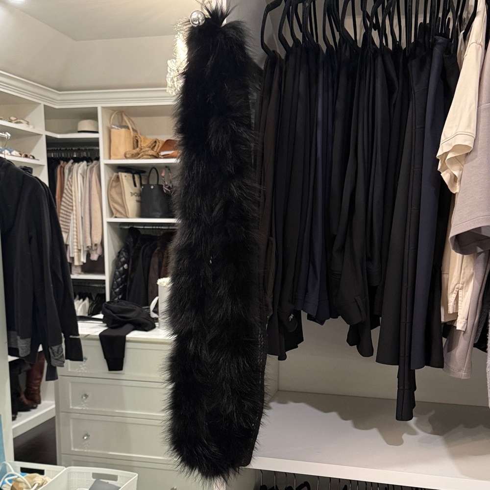 Luxurious Black Fur trim infinity scarf